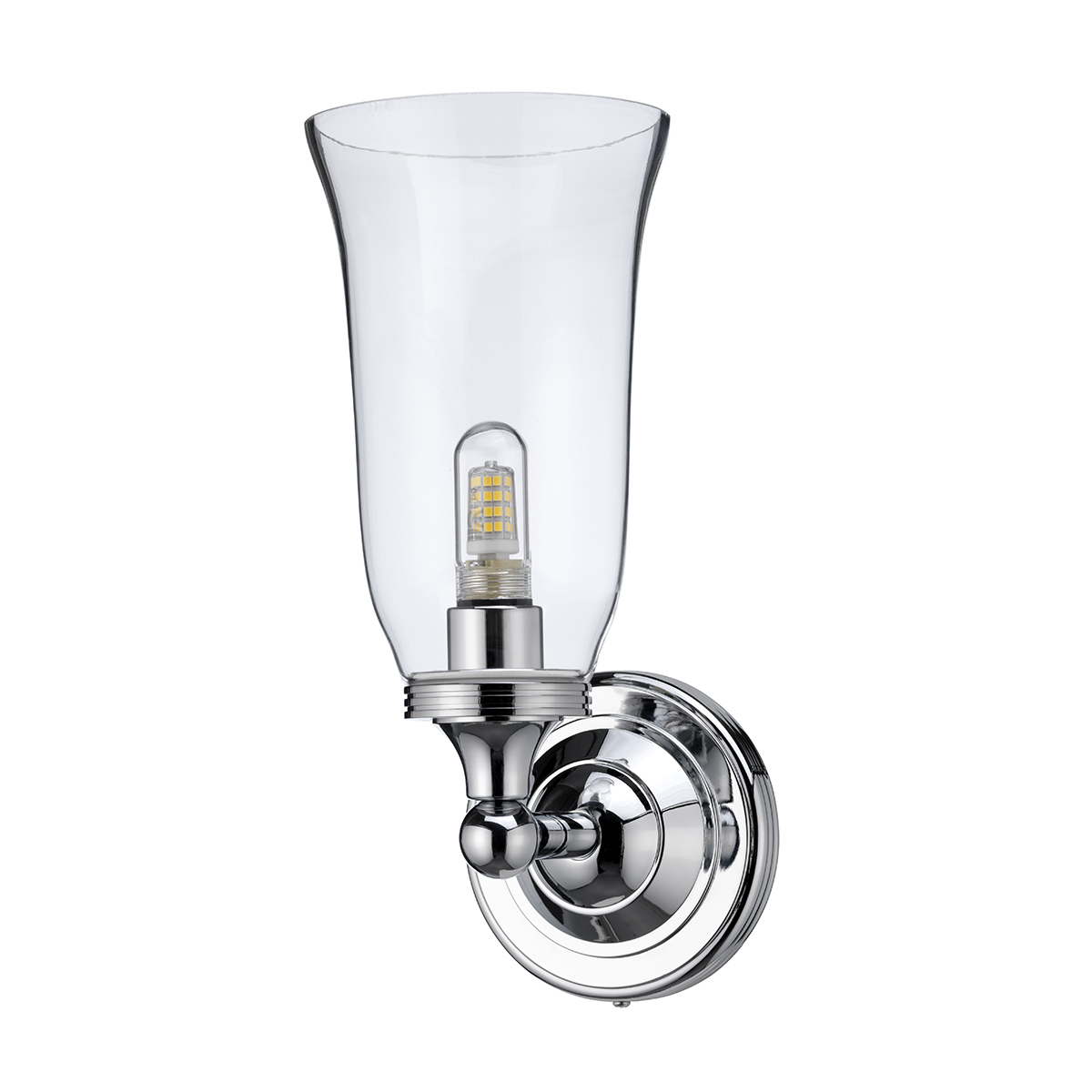 Burlington Round light with chrome base & clear  glass vase shade
